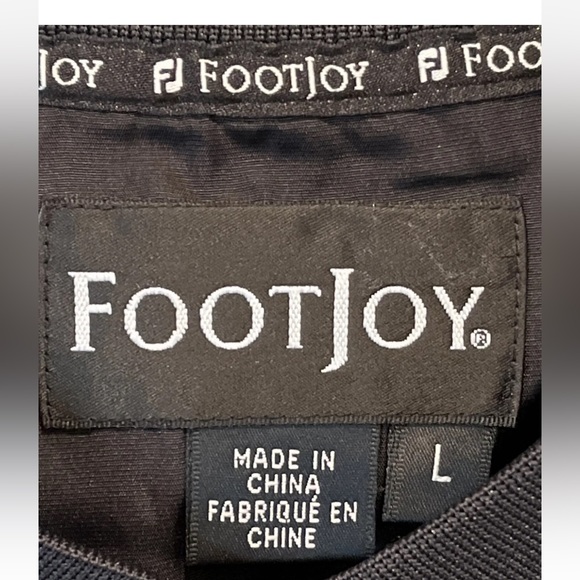 Footjoy Black Golf V-Neck Windbreaker Jacket Mens large Polyester White coat FJ - Picture 3 of 13